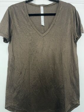 Lululemon Athleta: V-Neck Short Sleeve Women’s Top - Brown/bronze color
